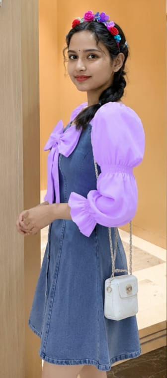 Chic Bow Front A-Line Denim Dress And Harper Bow