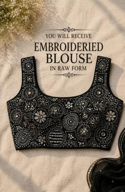 Women Black Top & Flared Lehenga set With sh......