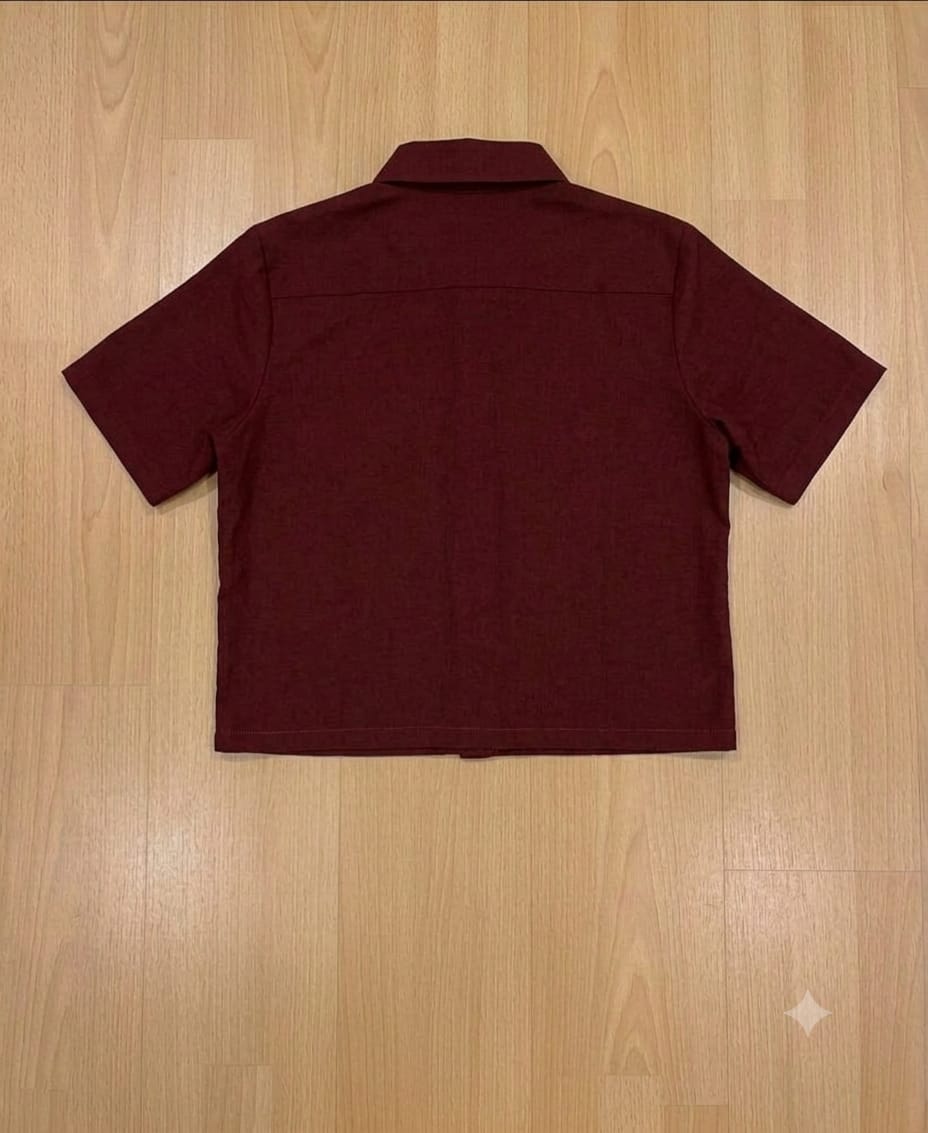 Women's Trendy Embroidered Maroon Short Sleeve Shirt & And Top