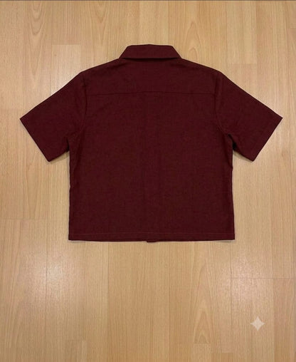 Women's Trendy Embroidered Maroon Short Sleeve Shirt & And Top