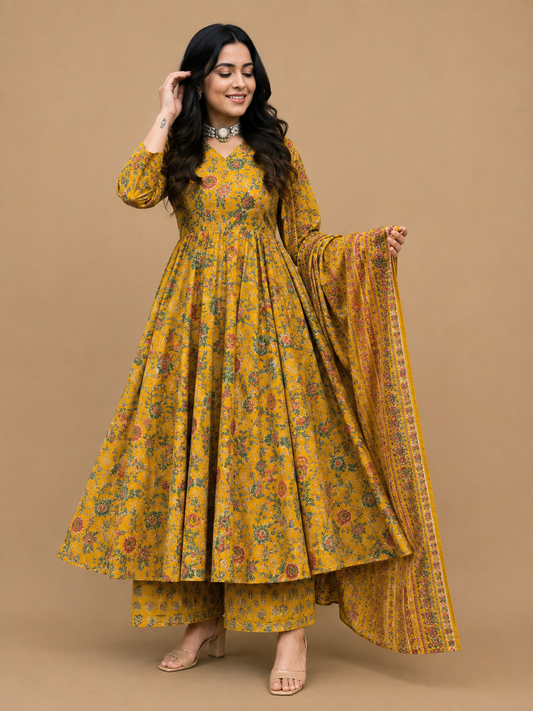 Golden Hour Vibes: Ethnic Simplicity With A Floral Twist💛